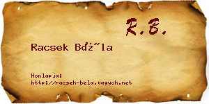 Racsek Béla névjegykártya